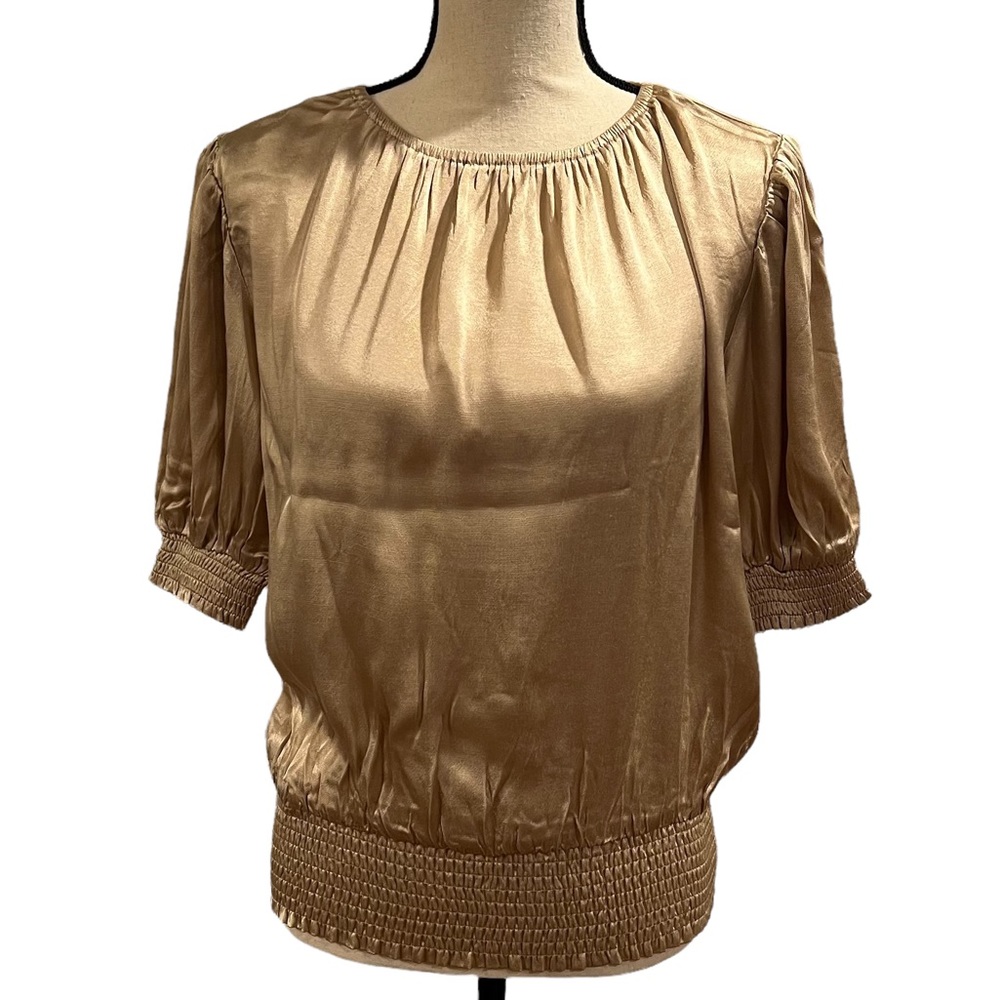 Muche Muchette Gold Metallic Smocked Waist Top